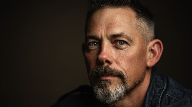 Versatile goatee portrait of a man in soft lighting for contemporary marketing visuals