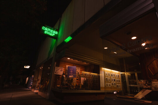 Storefront for Triple S Camera, first opened in 1949. Ukiah, California, October 2019