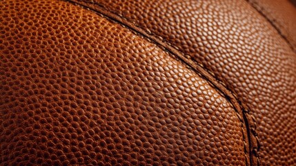Obraz premium Macro shot of orange leather basketball texture with visible stitching