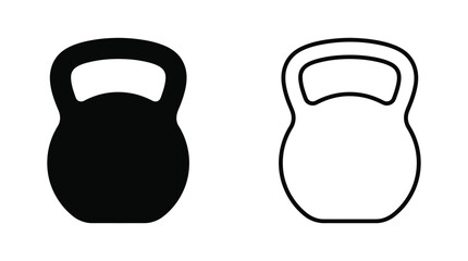 Fototapeta premium Kettlebell Silhouette On White Background Two Versions