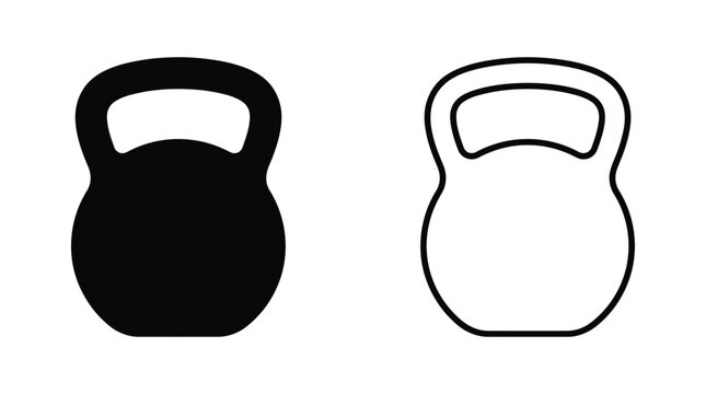 Kettlebell Silhouette On White Background Two Versions