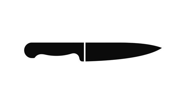 Chef s Knife Silhouette On White Background Minimalist Kitchen Tool