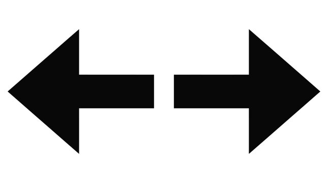Two opposing arrows black silhouette on a white background