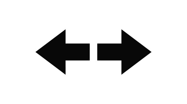 Opposing arrow shapes black silhouette on a white background