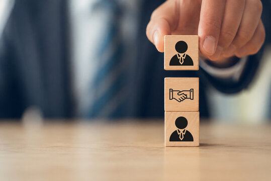 Business ecosystems and partnerships concept. Deal and agreement. Teamwork and business collaboration strategy. Networking for create value for customers, suppliers, other stakeholders. 