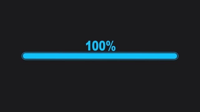Cyan loading bar reaching 100 percent completion status progress interface web