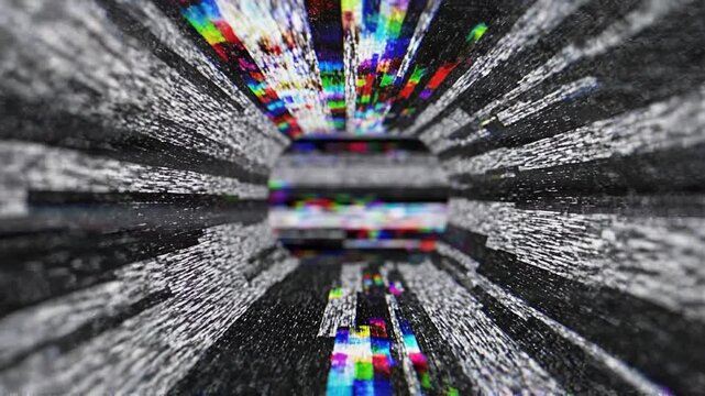 Abstract digital noise and color bars glitch effect on screen