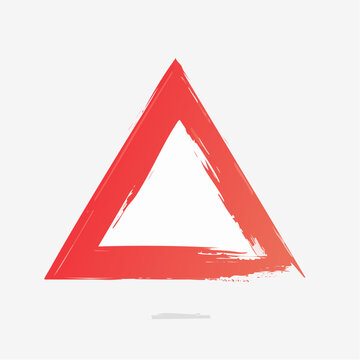 Red Triangle with Brushstroke Texture
