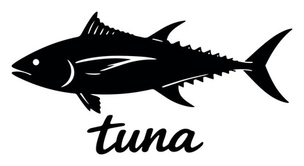 Fototapeta premium Tuna fish black silhouette in a clean graphic design. Ideal for emblems, logos, and illustrating seafood concepts