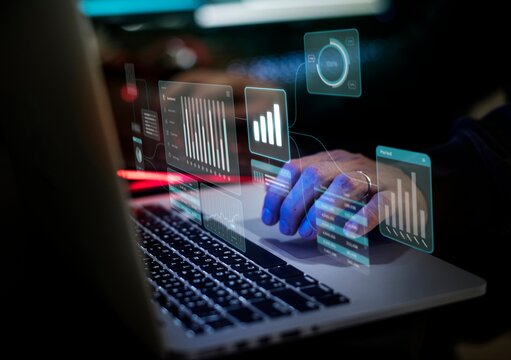 Futuristic digital data analysis photo