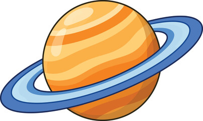 Planet Saturn with rings cartoon vector illustration © Raheela