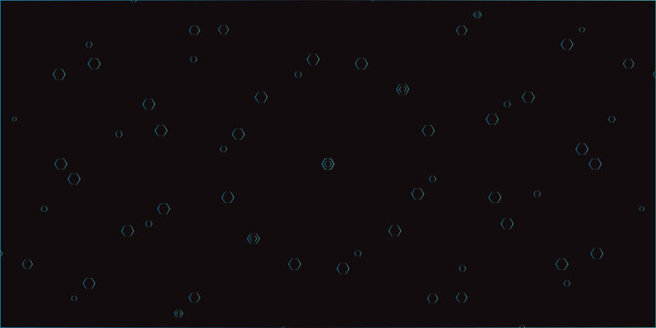 Dark hexagon gaming abstract vector background with blue and green colored bright flashes. Vector illustration.