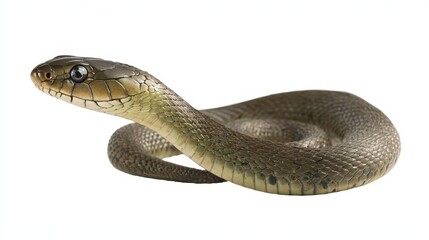 Fototapeta premium Studio photograph of a semiaquatic snake in motion against a white backdrop