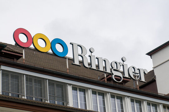 Ringier Media Group sign on headquarters in Zofingen, Switzerland