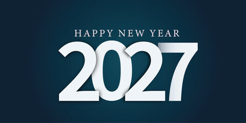Happy new year 2027 large white numbers on a dark blue background, modern celebration graphic Vector © Saddam231