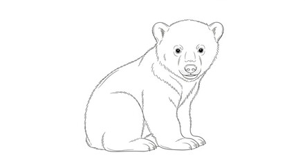 Cute polar bear cub drawing illustration isolated on white background. © Erning