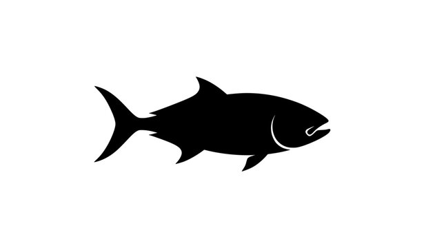 Black fish silhouette vector illustration isolated aquatic marine icon