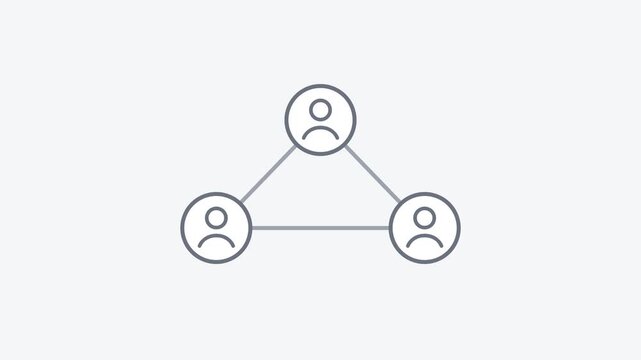 Three people icons connected in a triangular network diagram