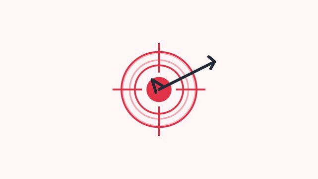 A precise illustration of a clock hitting a target with an arrow.