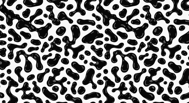 Black Organic Shapes Pattern on White Background