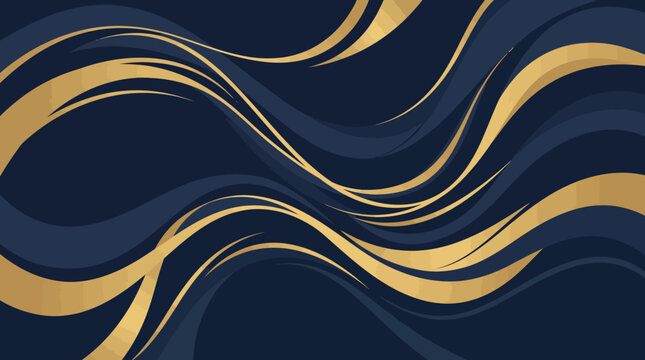 Luxury Abstract Gold Wave Background on Dark Blue Texture
