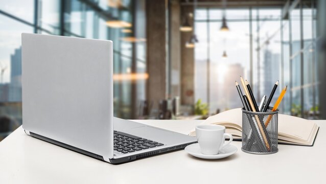 Office workplace with modern laptop computer