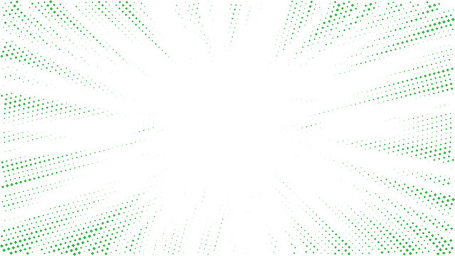 Green Halftone Radial Background, Abstract Geometric Dot Burst Pattern, Modern Pop Art Texture, Minimal Dynamic Vector Design