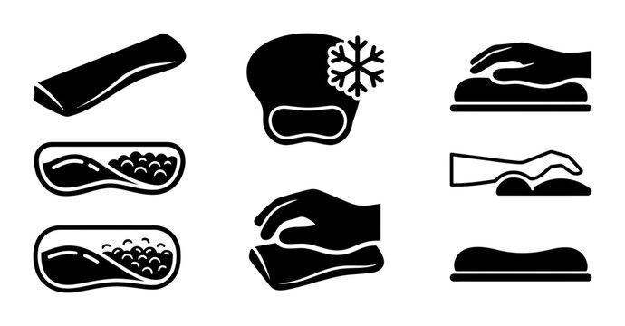 Ergonomic Wrist Rest Icons, Computer Accessories, Comfort Support Symbols
