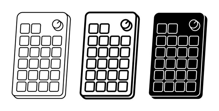 Music Production Controller Icons, Electronic Beat Maker Device, Digital Audio Workstation Interface