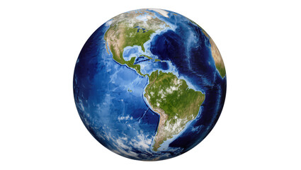 Isolated realistic globe showing North and South America continents and detailed oceans © Vincent