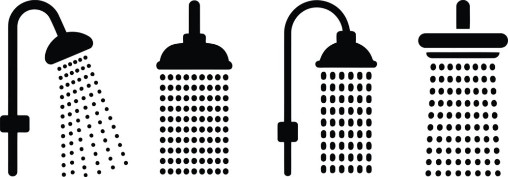 Shower head types icon set rain standard and ceiling mount