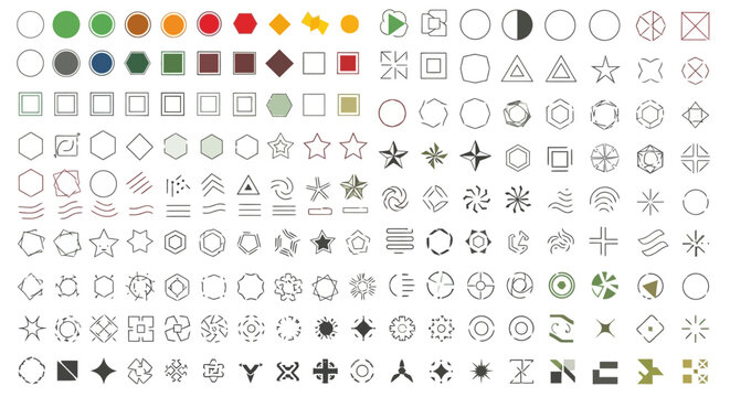 Geometric Shapes, Icons, Symbols & Design Elements Collection