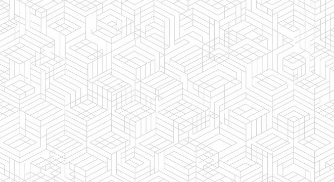 Isometric geometric pattern background, abstract lines and shapes, white