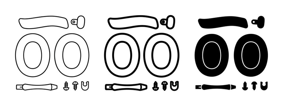 Door Handle Set, Round Door Knobs, Hardware Components, Vector Icons