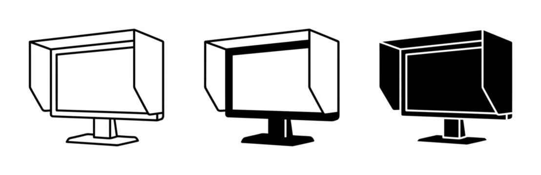 Monitor Sun Hoods, Display Shields, Screen Visors, Technology Icons, Vector Set