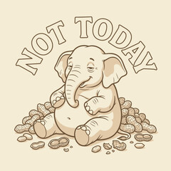 Fototapeta premium Cute elephant sitting on stones.