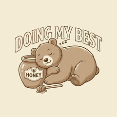 Sleeping Brown Bear Cub Honey Jar. © Muh Saputro