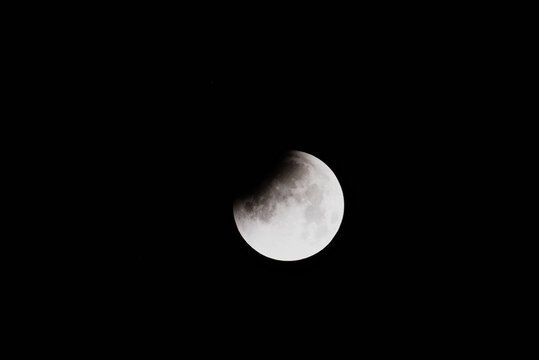 Full moon with partial lunar eclipse at 03:10AM CET seen from Seville, Spain, on  September 28th 2015.