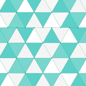 A grid made of equilateral triangles in alternating mint and white. Each triangle has a dot at its vertex forming a unique pattern.