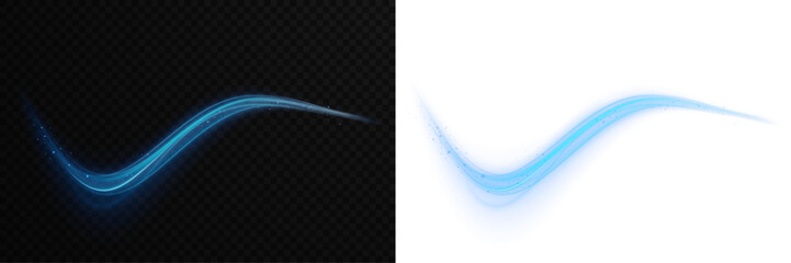 Cosmic energy loop with glow, shimmer, sparkle, and magic twist. Soft blue swirling light with abstract neon motion line trail. Isolated PNG image overlay on transparent background. © Даниил Москаленко