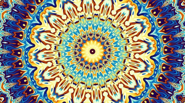 Ornate mandala design, spiritual symmetry, intricate patterns loop background