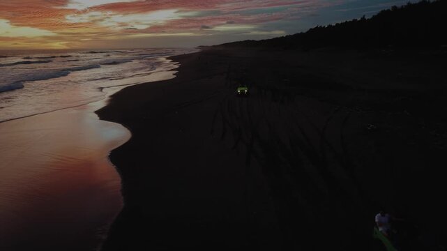 sunset view on the parangtritis beach