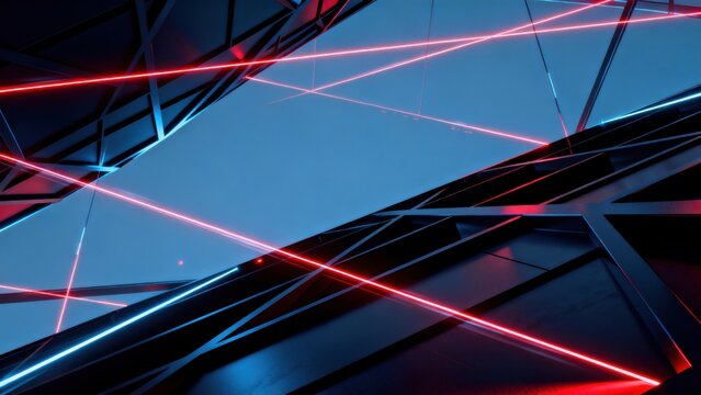 Abstract neon light geometric structure