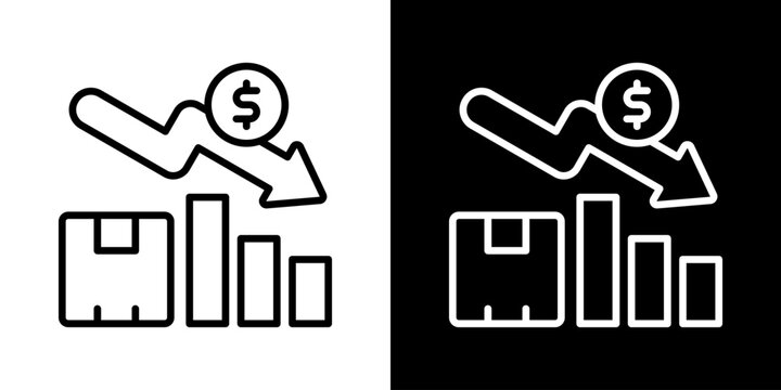 Decrease Icon Of Line Black And White Style Vector Illustrationn