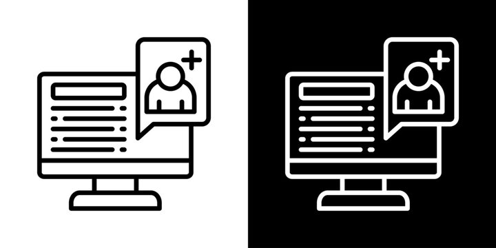 Friend Request Icon Of Line Black And White Style Vector Illustrationn