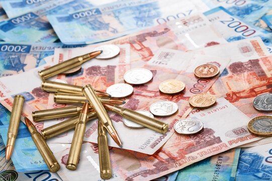 Stack bronze ammo 9mm Bullet and money