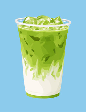 Vector illustration of matcha, matcha for beverage advertising, soft drinks.