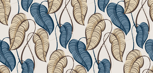Seamless leaves pattern. Hand draw line leaves pattern © akın demirci
