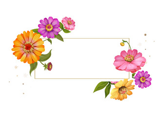 Obraz premium Colorful flowers png frame, transparent background