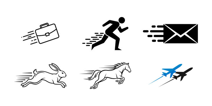Quick icons for fast delivery rapid transit and speedy services